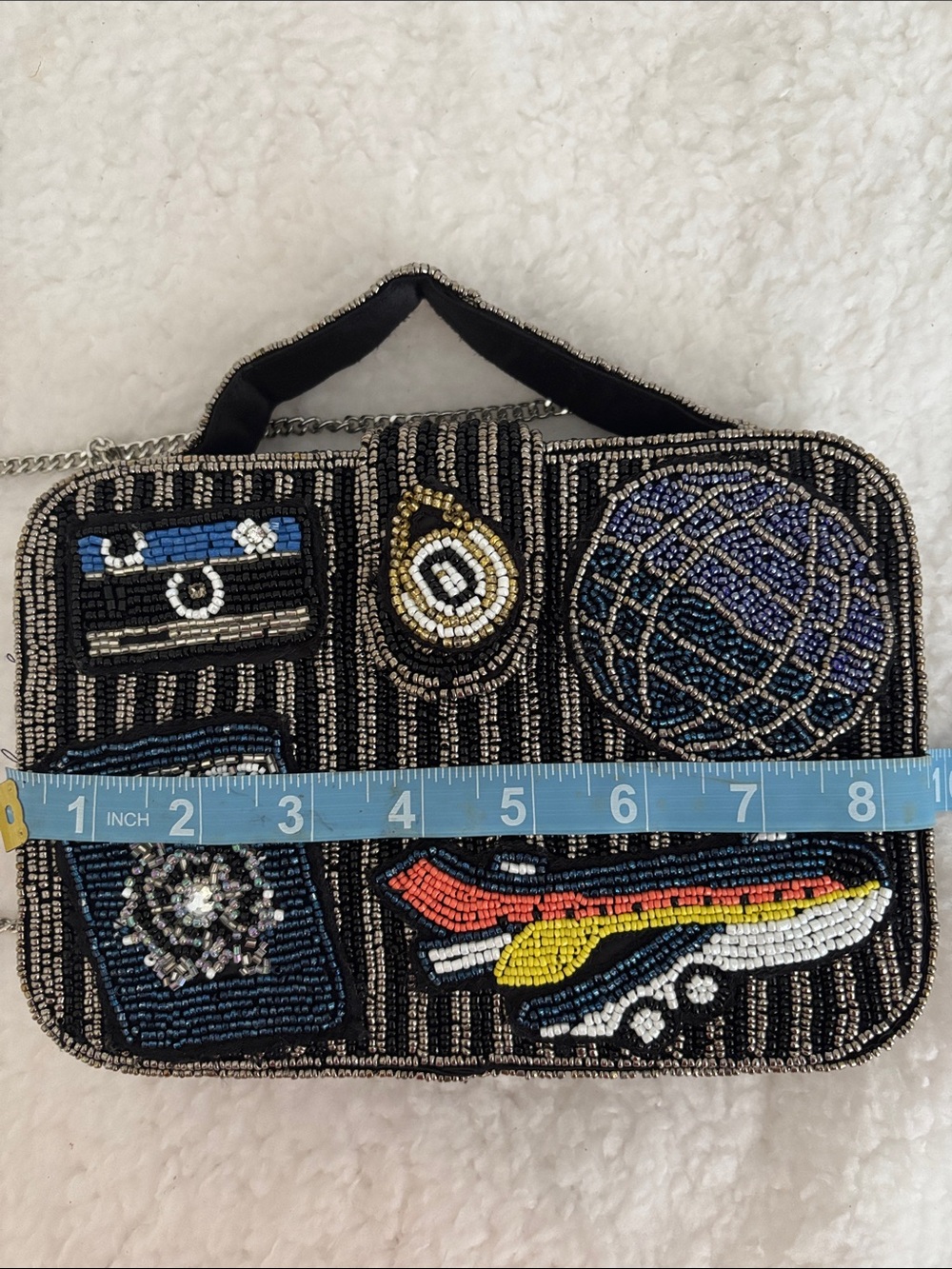 Beaded Travel Motif Crossbody Bag - Black Multi - Picture 10 of 10